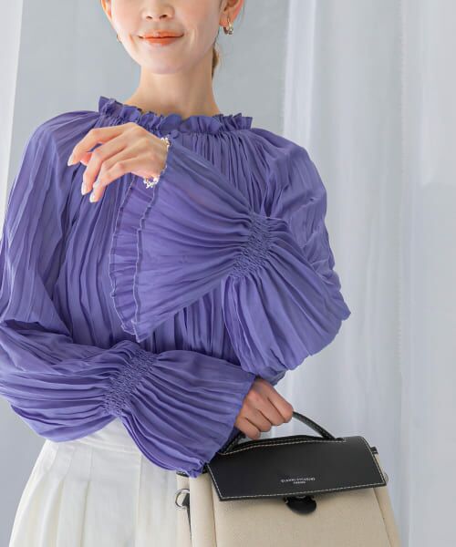 ＊＊URBAN RESEARCH ROSSO / アーバンリサーチ ロッソ シャツ・ブラウス | 2WAYプリーツブラウス（BLUE）