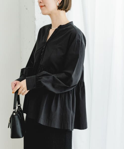 ＊＊URBAN RESEARCH ROSSO / アーバンリサーチ ロッソ シャツ・ブラウス | F by ROSSO　ティアードギャザーブラウス（BLACK）