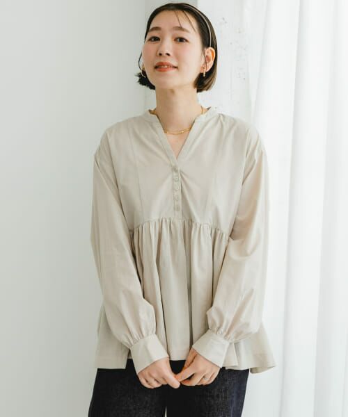 ＊＊URBAN RESEARCH ROSSO / アーバンリサーチ ロッソ シャツ・ブラウス | F by ROSSO　ティアードギャザーブラウス（L/GREIGE）