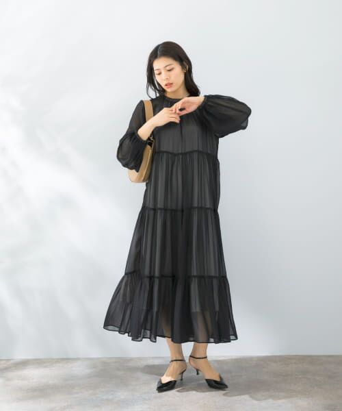 ＊＊URBAN RESEARCH ROSSO / アーバンリサーチ ロッソ ワンピース | シアーティアードワンピース（BLACK）