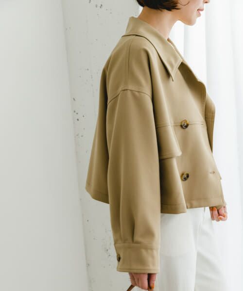 【美品】URBAN RESEARCH ROSSOビッグカラーコート　ベージュ セール】 F by ROSSO ビッグカラーダブルショートコート