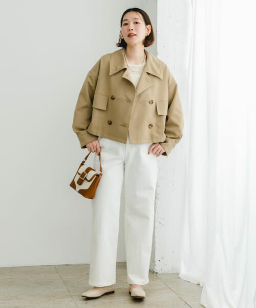 【美品】URBAN RESEARCH ROSSOビッグカラーコート　ベージュ セール】 F by ROSSO ビッグカラーダブルショートコート