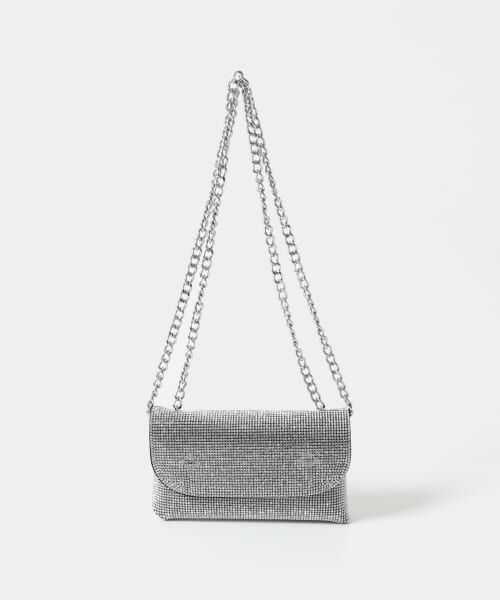 ＊＊URBAN RESEARCH ROSSO / アーバンリサーチ ロッソ ショルダーバッグ | ラインストーンフラップバッグ（SILVER）