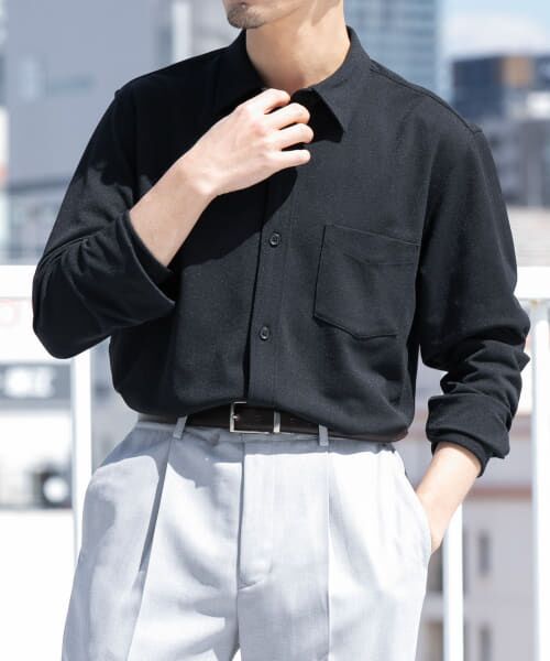 ＊＊URBAN RESEARCH ROSSO / アーバンリサーチ ロッソ シャツ・ブラウス | 『WEB限定』『セットアップ対応/XLサイズあり』コンフォータブルドライロングスリーブシャツ（BLACK）
