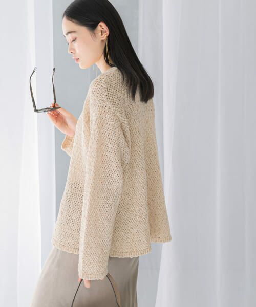 Drawer - yori バックフレアニット　ラベンダー 6color/XS-LLsize》リボン取り外し2WAY フェザーリボンニット