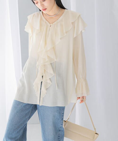 ＊＊URBAN RESEARCH ROSSO / アーバンリサーチ ロッソ シャツ・ブラウス | 『WEB/一部店舗限定』ラッフルデザインブラウス（OFF WHITE）