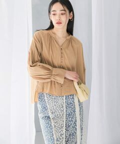 ボタンデザインショートシャツブラウス