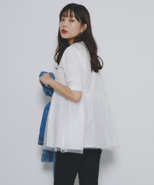 【週末限定お値下げ】F by ROSSO　ペプラムチュールカットソー 週末限定お値下げ】F by ROSSO ペプラムチュールカットソー 週末