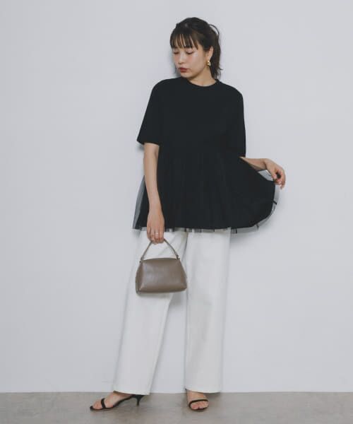 【週末限定お値下げ】F by ROSSO　ペプラムチュールカットソー F by ROSSO ペプラムチュールカットソー （Tシャツ）｜＊＊URBAN