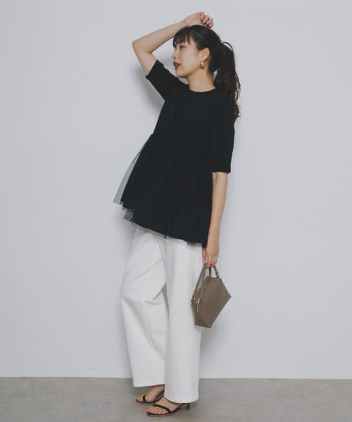 F by ROSSO ペプラムチュールカットソー F by ROSSO tシャツ ROSSO ペプラムチュールカットソー