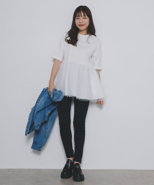 【週末限定お値下げ】F by ROSSO　ペプラムチュールカットソー F by ROSSO ペプラムチュールカットソー （Tシャツ）｜＊＊URBAN