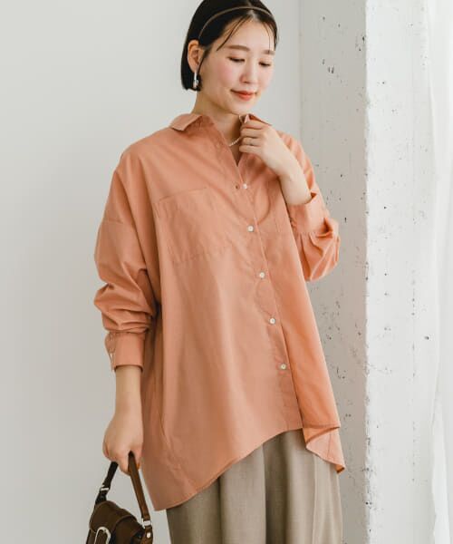 アーバンリサーチ　ROSSO リネンタッチイージーケアオーバーシャツ URBAN RESEARCH ROSSO｜リネンタッチイージーケアオーバーシャツ