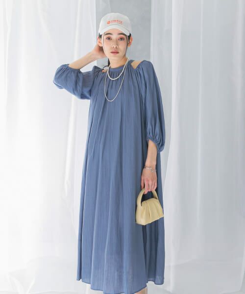 ＊＊URBAN RESEARCH ROSSO / アーバンリサーチ ロッソ ワンピース | リネンライク2wayオフショルワンピース（L.BLUE）