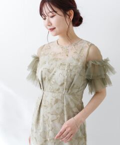 スパンコールレース刺繍ドレス