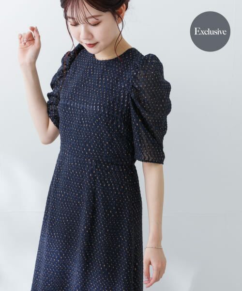 ＊＊URBAN RESEARCH ROSSO / アーバンリサーチ ロッソ ドレス | 『別注』Chaco×ROSSO　カットジャガードドレス（navy）