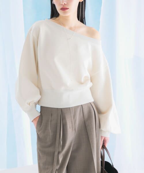 ＊＊URBAN RESEARCH ROSSO / アーバンリサーチ ロッソ スウェット | オフショルダースウェット（ivory）