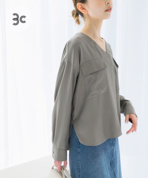 ＊＊URBAN RESEARCH ROSSO / アーバンリサーチ ロッソ シャツ・ブラウス | キュプラツイルVネックブラウス（MOCHA）