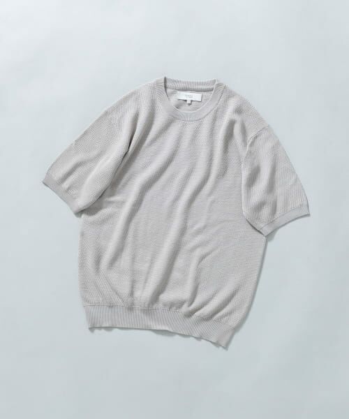 ＊＊URBAN RESEARCH ROSSO / アーバンリサーチ ロッソ ニット・セーター | 『WEB限定』変形カノコ半袖クルーネックニット（LIGHT GRAY）