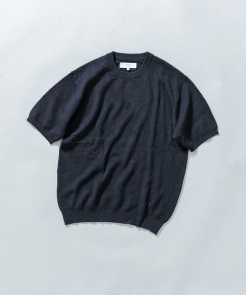 ＊＊URBAN RESEARCH ROSSO / アーバンリサーチ ロッソ ニット・セーター | 『WEB限定』変形カノコ半袖クルーネックニット（NAVY）