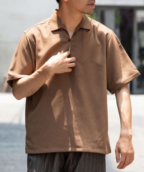 ＊＊URBAN RESEARCH ROSSO / アーバンリサーチ ロッソ シャツ・ブラウス | 『WEB限定』『セットアップ対応』パナマ風スキッパーシャツ（MOCHA）