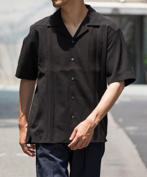 ＊＊URBAN RESEARCH ROSSO / アーバンリサーチ ロッソ シャツ・ブラウス | 『WEB限定』『XLサイズあり』ウォッシャブルドライタッチ半袖シャツ（BLACK）