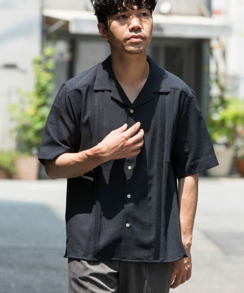 ＊＊URBAN RESEARCH ROSSO / アーバンリサーチ ロッソ シャツ・ブラウス | 『WEB限定』『XLサイズあり』ウォッシャブルドライタッチ半袖シャツ（NAVY）