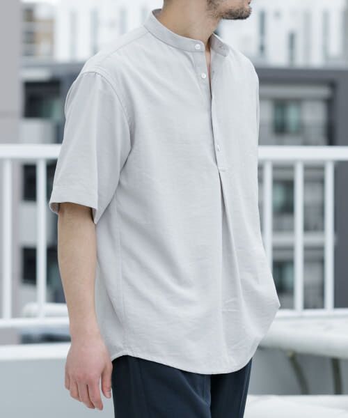 ＊＊URBAN RESEARCH ROSSO / アーバンリサーチ ロッソ シャツ・ブラウス | 『WEB限定』『セットアップ対応/XLサイズあり』リネンライクバンドカラープルオーバー（LIGHT GRAY）