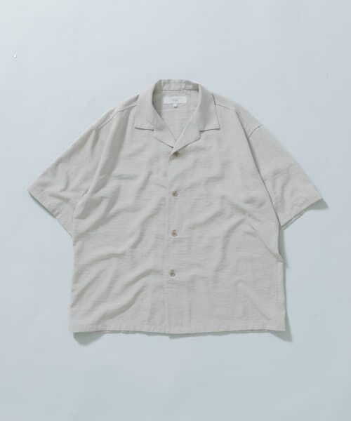 ＊＊URBAN RESEARCH ROSSO / アーバンリサーチ ロッソ シャツ・ブラウス | 『WEB限定』『セットアップ対応/XLサイズあり』リネンライクオープンカラー半袖オーバーシャツ（LIGHT GRAY）