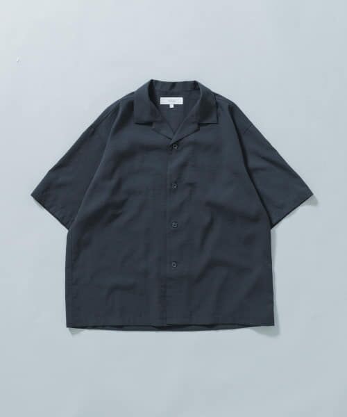 ＊＊URBAN RESEARCH ROSSO / アーバンリサーチ ロッソ シャツ・ブラウス | 『WEB限定』『セットアップ対応/XLサイズあり』リネンライクオープンカラー半袖オーバーシャツ（NAVY）