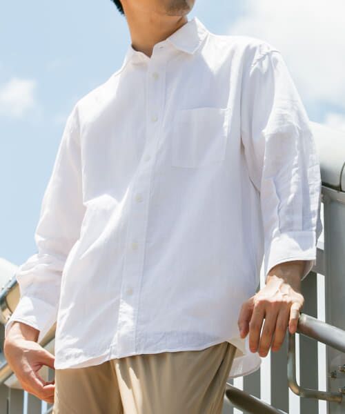 ＊＊URBAN RESEARCH ROSSO / アーバンリサーチ ロッソ シャツ・ブラウス | 『XLサイズあり』リラックスコットンリネン7分袖シャツ（WHITE）