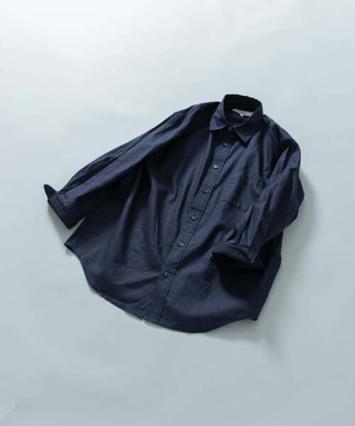 ＊＊URBAN RESEARCH ROSSO / アーバンリサーチ ロッソ シャツ・ブラウス | 『XLサイズあり』リラックスコットンリネン7分袖シャツ（NAVY）