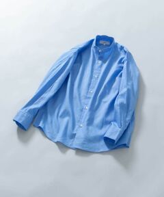 『WEB限定』『XLサイズあり』リラックスコットンリネンバンドカラー長袖シャツ