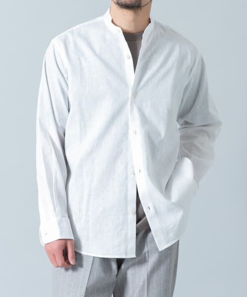 eleventy リネン バンドカラー シャツ イタリア製 サイズL ホワイト eleventy リネン バンドカラー シャツ イタリア製 サイズL