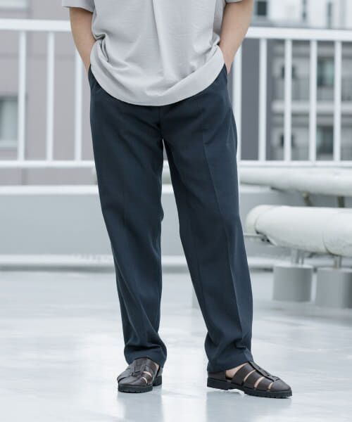 ＊＊URBAN RESEARCH ROSSO / アーバンリサーチ ロッソ その他パンツ | 『WEB限定』『セットアップ対応/XLサイズあり』リネンライクリラックステーパードパンツ（NAVY）