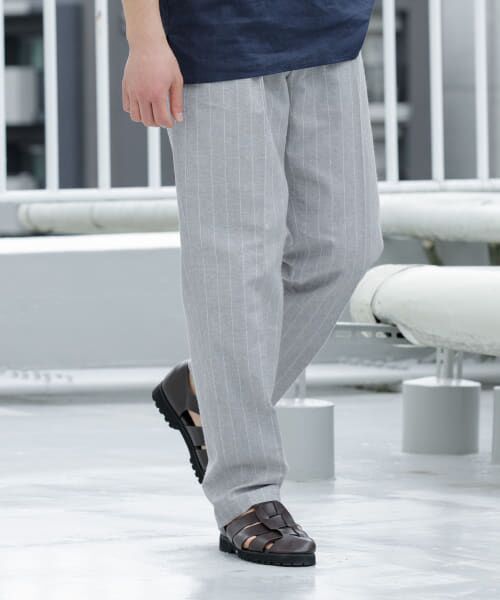 ＊＊URBAN RESEARCH ROSSO / アーバンリサーチ ロッソ その他パンツ | 『WEB限定』綿麻ストライプリラックステーパードパンツ（LIGHT GRAY）
