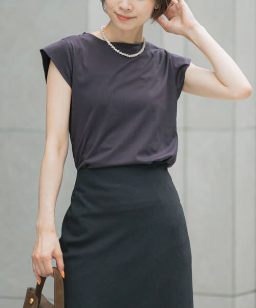 ＊＊URBAN RESEARCH ROSSO / アーバンリサーチ ロッソ Tシャツ | クールタッチスーピマコットンフレンチTシャツ（D/NAVY）