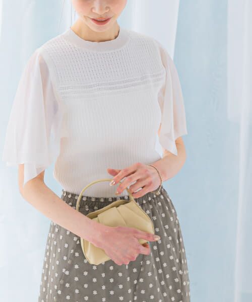 ＊＊URBAN RESEARCH ROSSO / アーバンリサーチ ロッソ ニット・セーター | ハンカチスリーブリブニット（OFF WHITE）