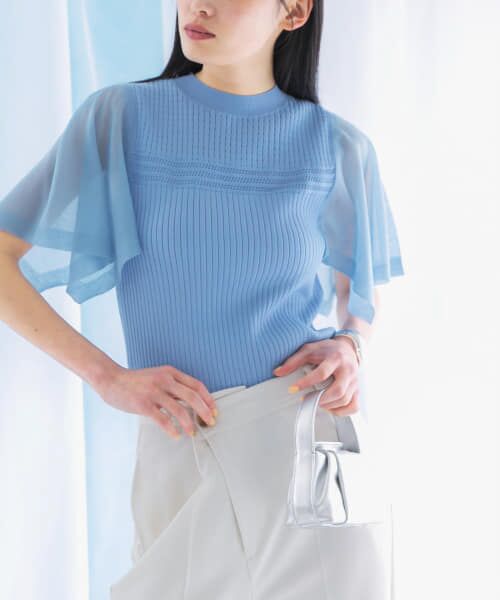 ＊＊URBAN RESEARCH ROSSO / アーバンリサーチ ロッソ ニット・セーター | ハンカチスリーブリブニット（SAX）