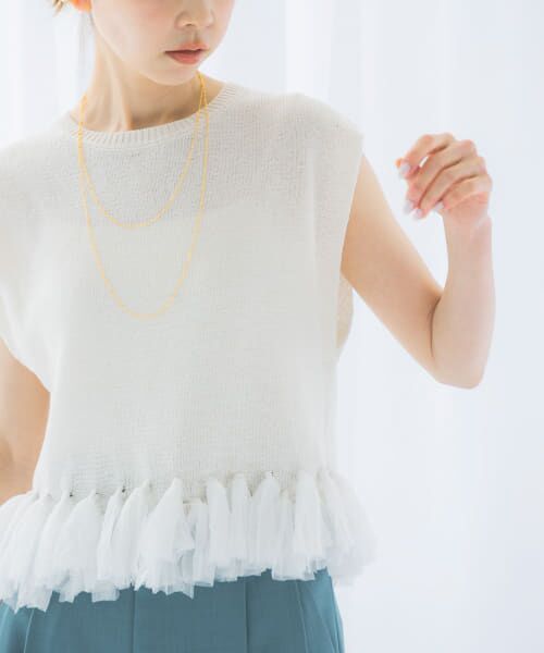 ＊＊URBAN RESEARCH ROSSO / アーバンリサーチ ロッソ ニット・セーター | フリンジデザインサマーニット（OFF WHITE）
