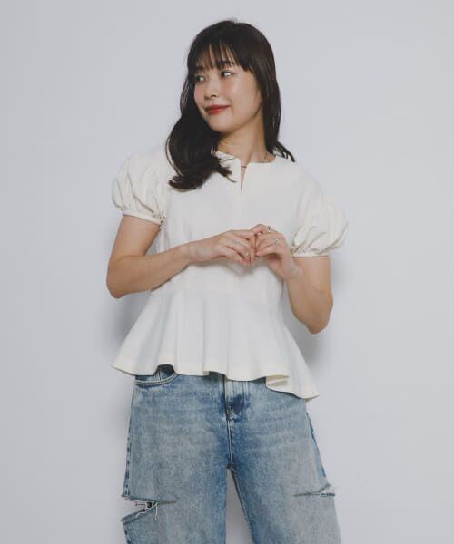 ＊＊URBAN RESEARCH ROSSO / アーバンリサーチ ロッソ シャツ・ブラウス | F by ROSSO　ミニパフカットソーブラウス（OFF WHITE）