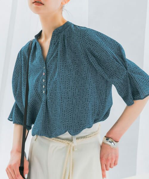 ＊＊URBAN RESEARCH ROSSO / アーバンリサーチ ロッソ シャツ・ブラウス | ウォッシャブルドットブラウス（TURQUOISE）
