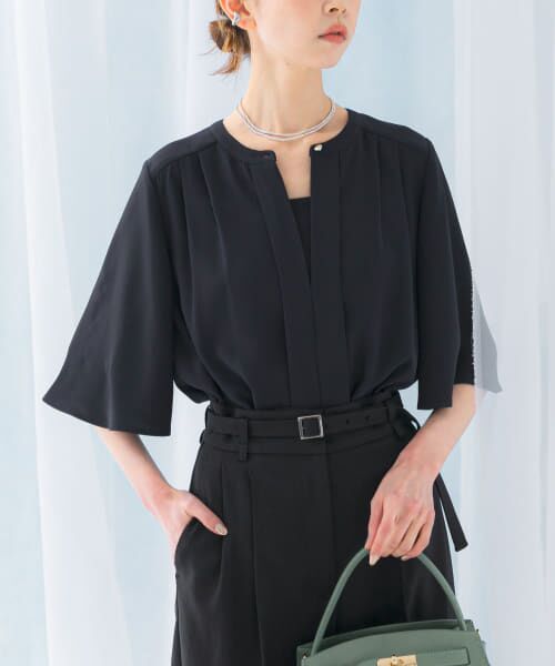 ＊＊URBAN RESEARCH ROSSO / アーバンリサーチ ロッソ シャツ・ブラウス | 2WAYウォッシャブルフレアスリーブブラウス（NAVY）