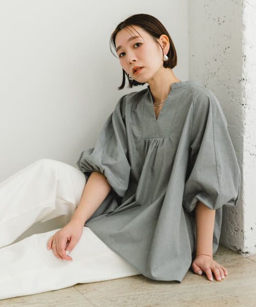 ＊＊URBAN RESEARCH ROSSO / アーバンリサーチ ロッソ シャツ・ブラウス | 「VERY6月号掲載」『UR TECH』F by ROSSO　イージーリネンボリュームブラウス（GRAY）