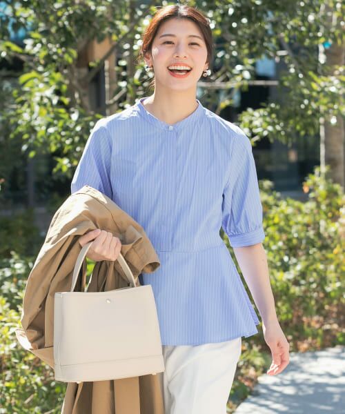 ＊＊URBAN RESEARCH ROSSO / アーバンリサーチ ロッソ シャツ・ブラウス | F by ROSSO　スタンドカラーペプラムブラウス（STRIPE）