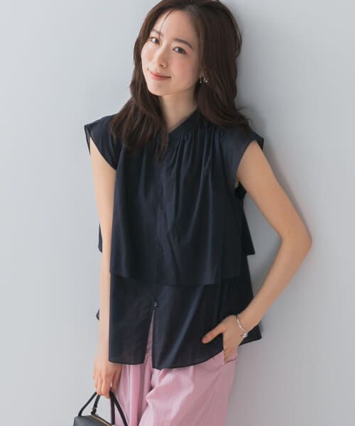 ＊＊URBAN RESEARCH ROSSO / アーバンリサーチ ロッソ シャツ・ブラウス | F by ROSSO　コットンボイルレイヤードブラウス（NAVY）