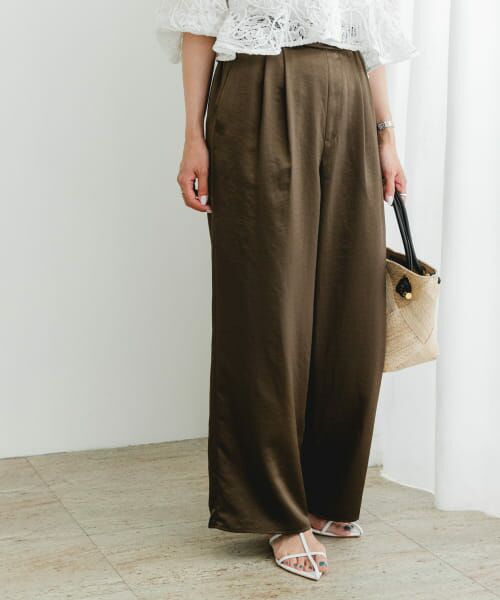 ＊＊URBAN RESEARCH ROSSO / アーバンリサーチ ロッソ その他パンツ | F by ROSSO　サテンイージーパンツ（K/BROWN）