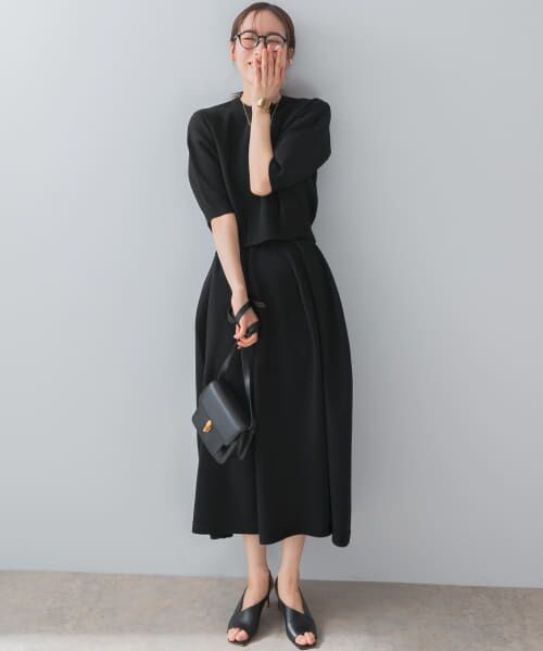 ＊＊URBAN RESEARCH ROSSO / アーバンリサーチ ロッソ スカート | F by ROSSO　ウォッシャブルコクーンニットスカート（BLACK）