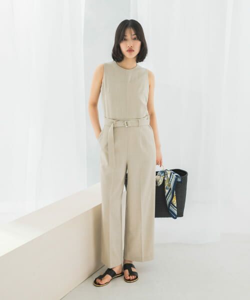 セール】 ベルト付サマーツイードオールインワン （サロペット  