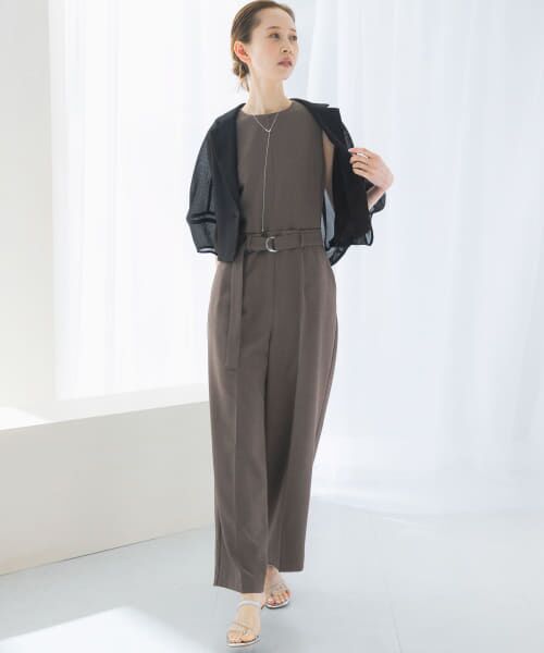 セール】 ベルト付サマーツイードオールインワン （サロペット  