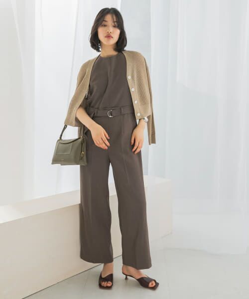 セール】 ベルト付サマーツイードオールインワン （サロペット  